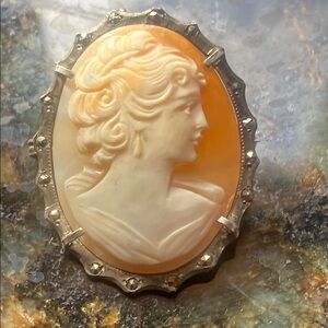 Elegant Cameo Brooch in pure silver🌺antique